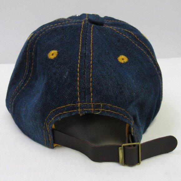 Women's Sparkle Butterfly Blue Denim Vintage Distressed Baseball Hat Cap NEW - Picture 4 of 4